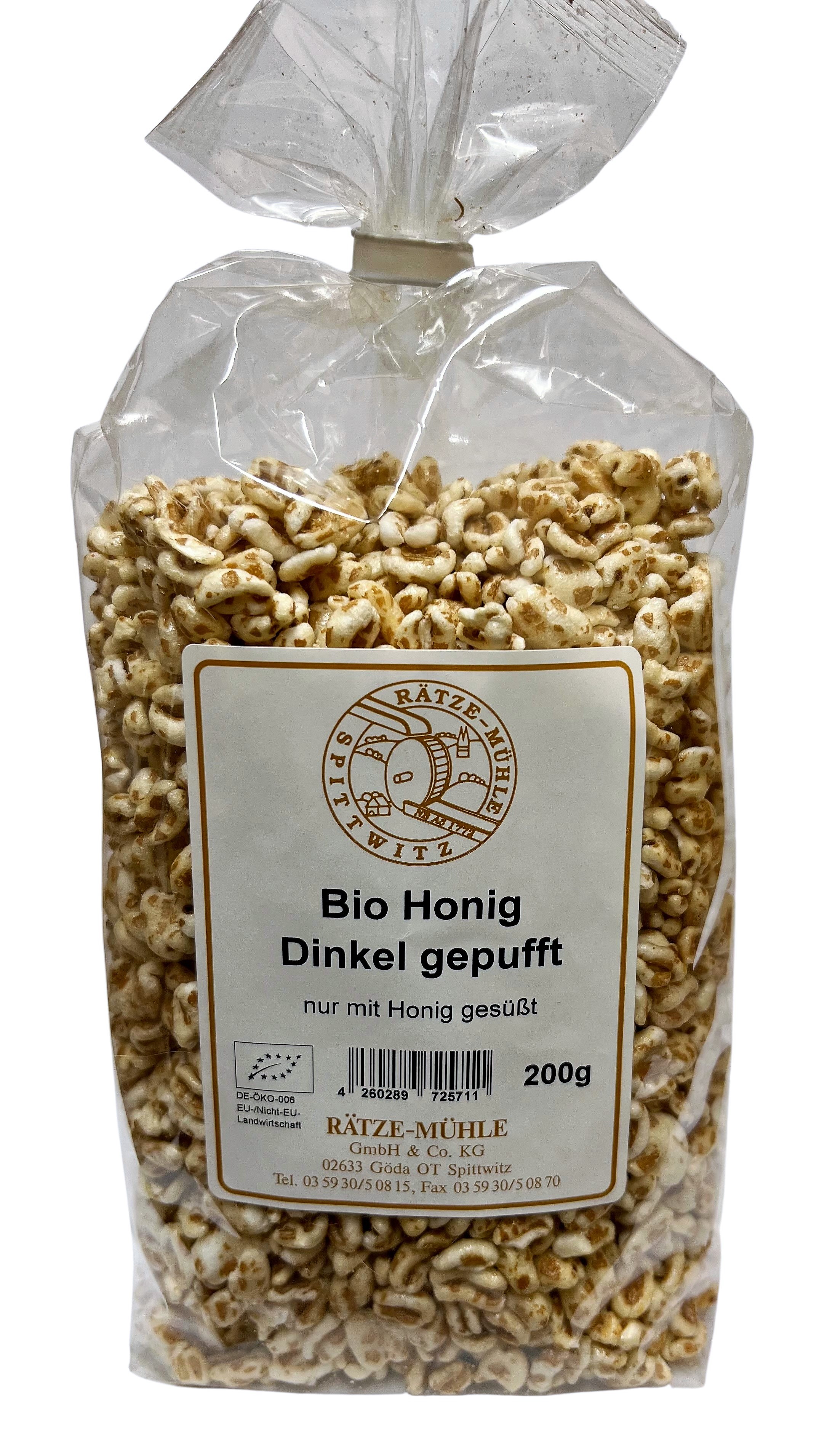 Bio-Dinkel gepufft mit Honig